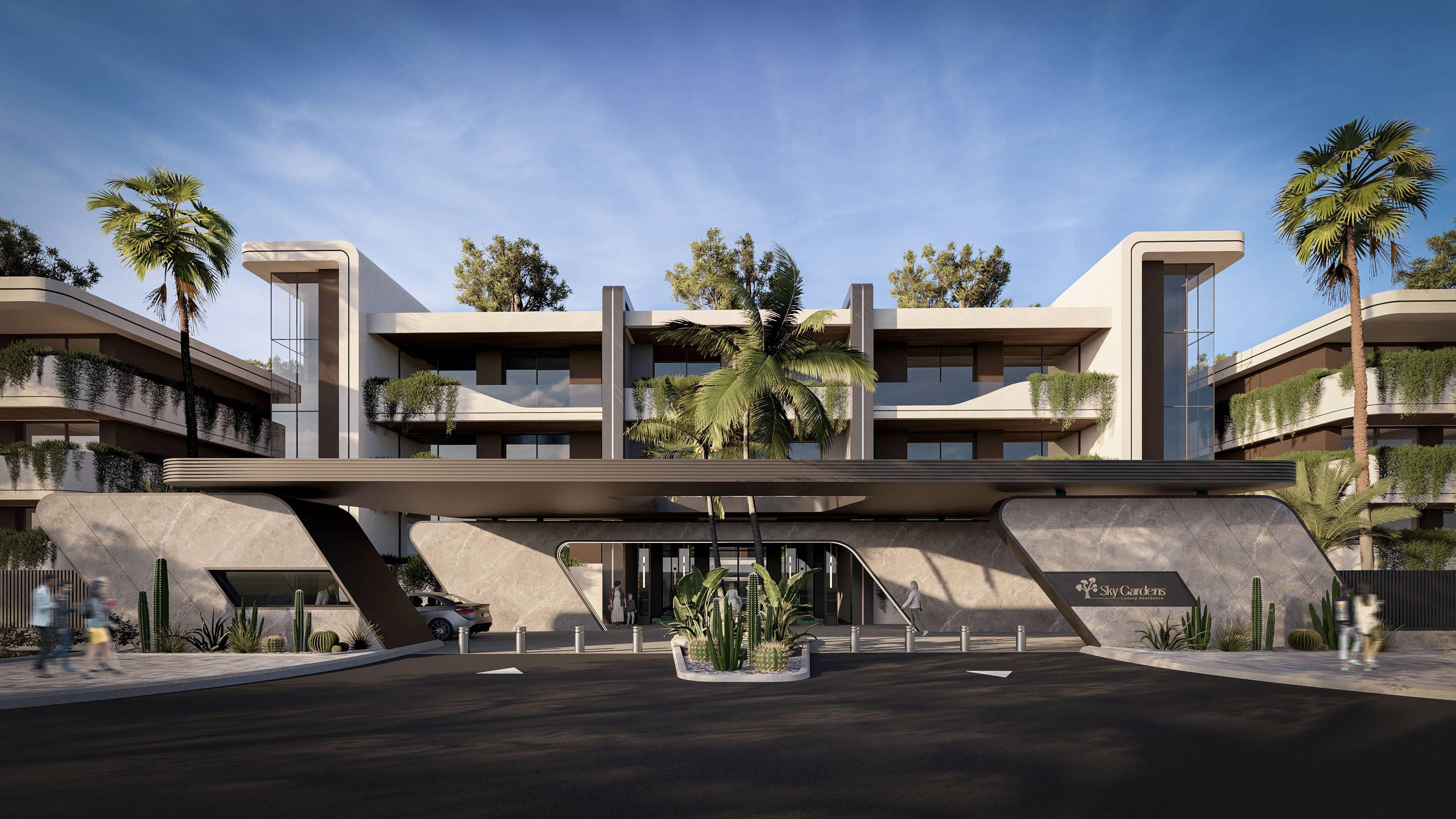 Vue extérieure de la Résidence Sky Gardens à Marrakech